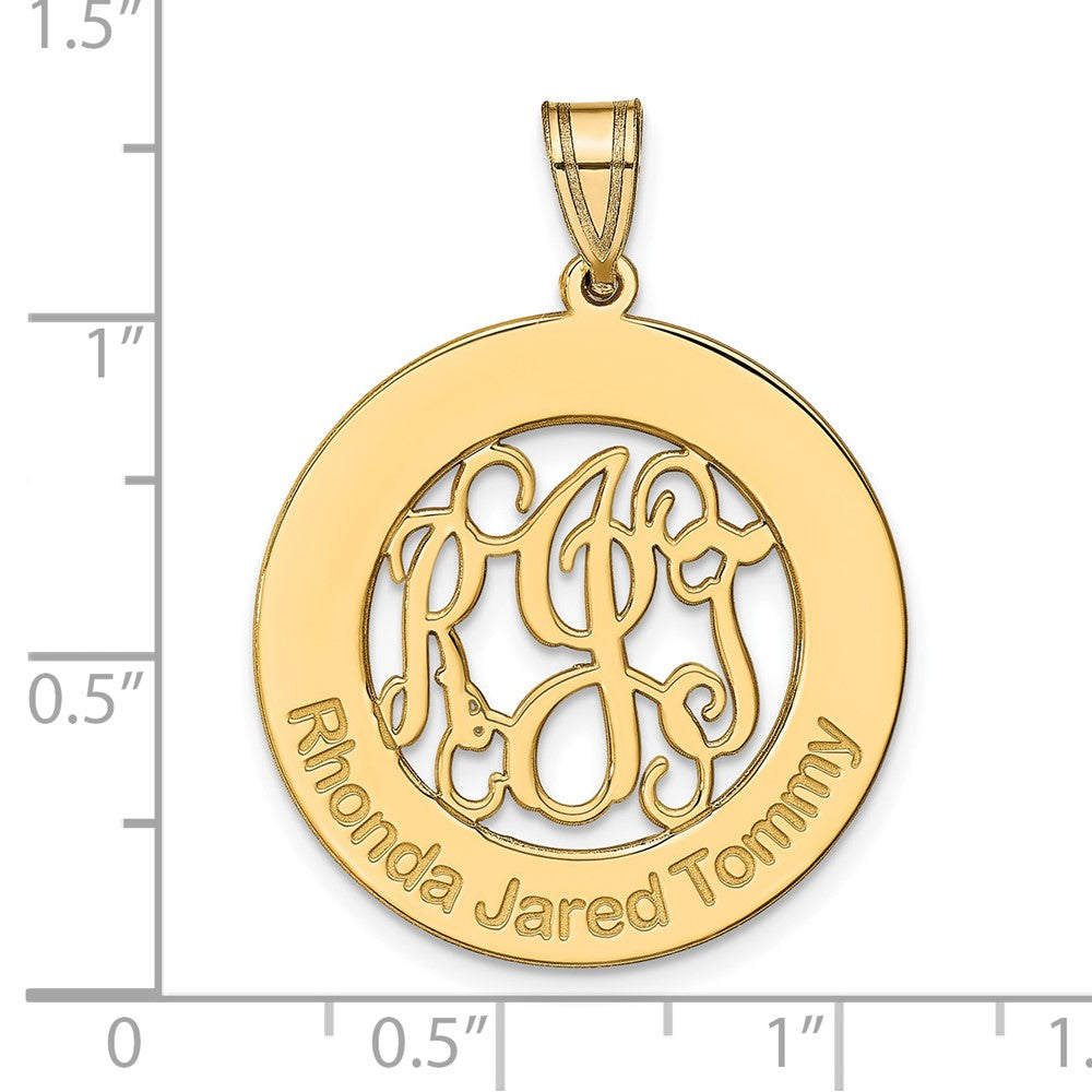 10k Yellow Gold Round Family Monogram Pendant