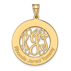 10k Yellow Gold Round Family Monogram Pendant