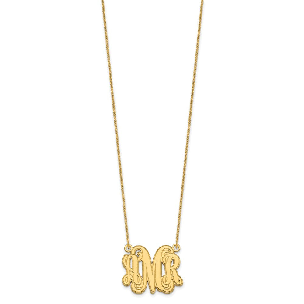 10k Yellow Gold Etched Monogram Necklace