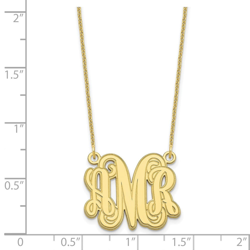 10k Yellow Gold Etched Monogram Necklace