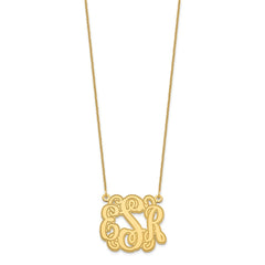 10KY Small Polished Etched Outline Monogram Necklace