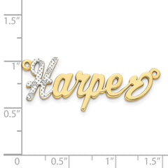 10k Yellow Gold and Rhodium 3D Diamond Name Plate - 3