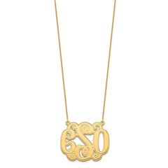 10KY Medium Polished Etched Outline Monogram Necklace