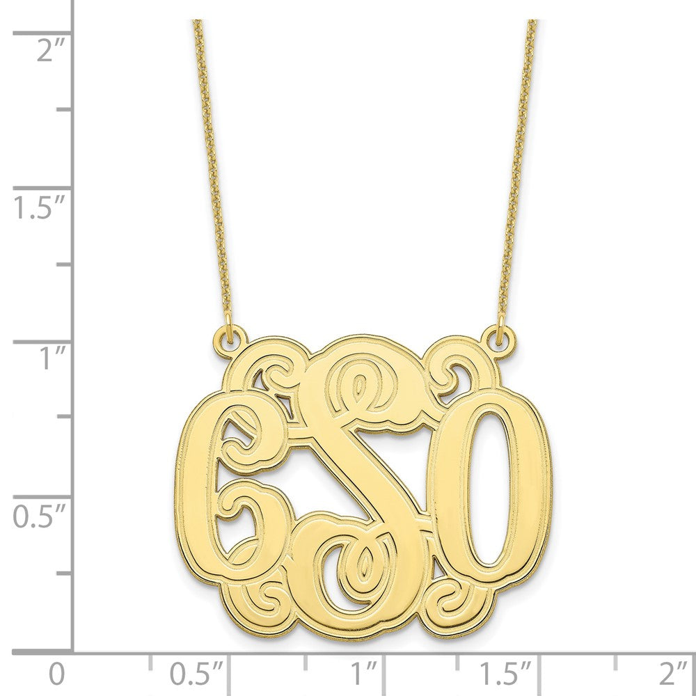 10KY Medium Polished Etched Outline Monogram Necklace