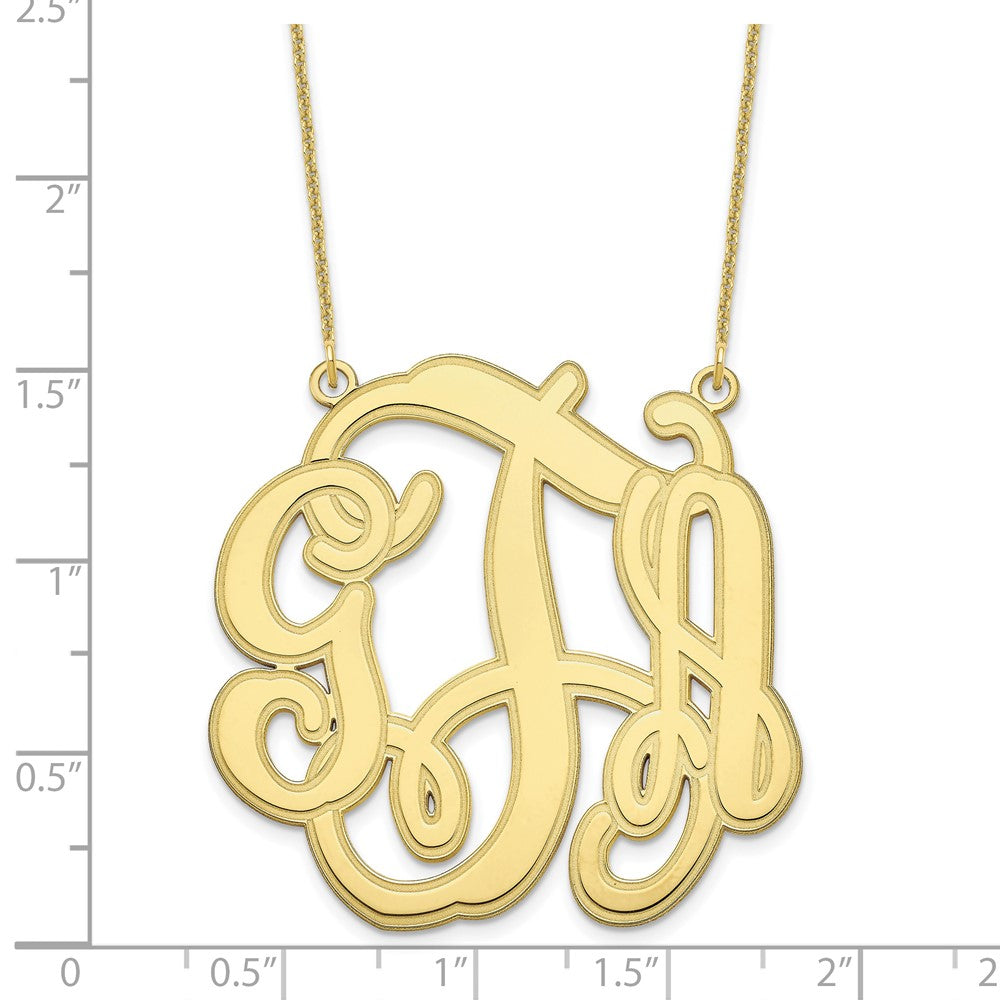 10KY Circular Etched Monogram Necklace