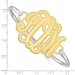 10k Yellow Gold Etched Monogram with Sterling Silver Bangle
