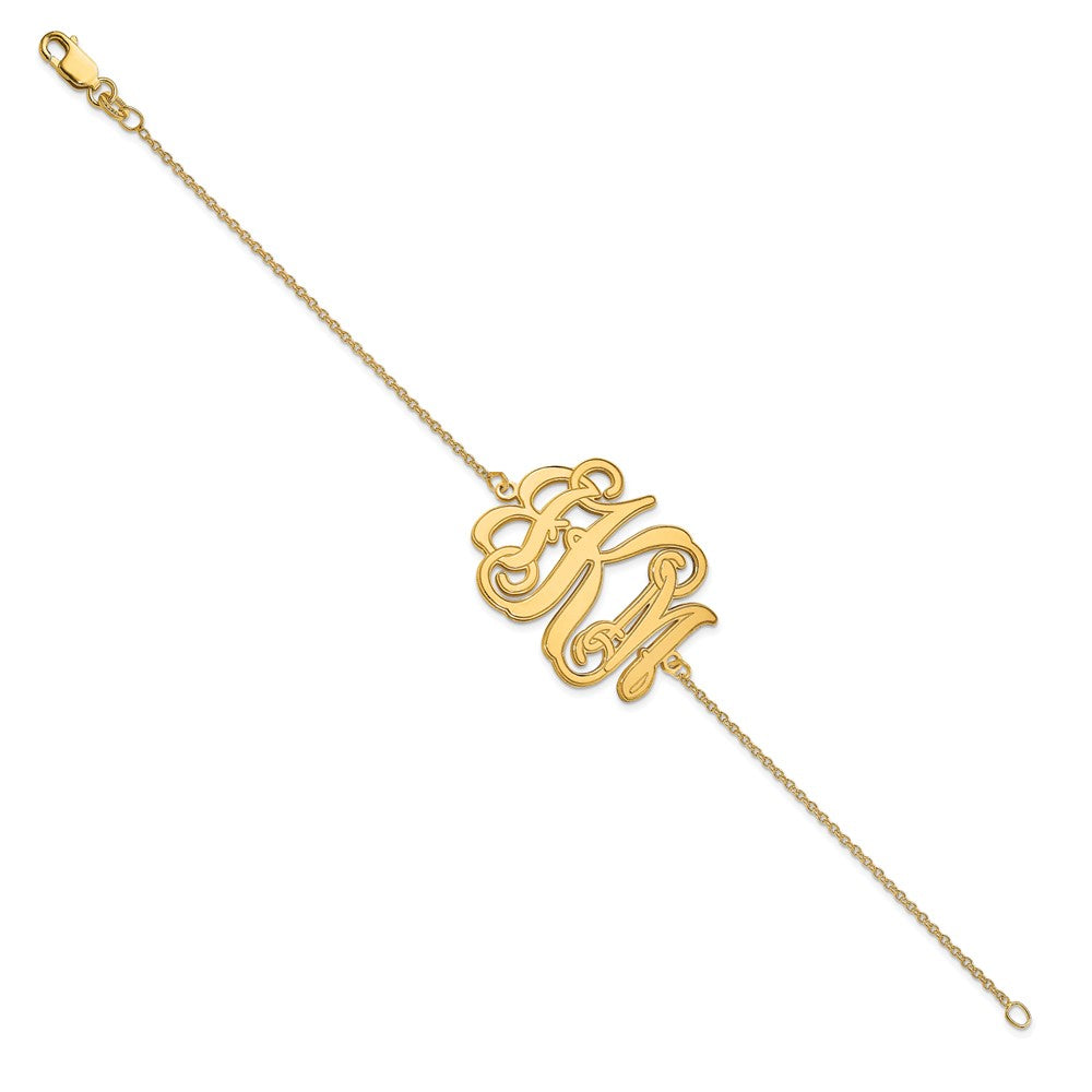 10k Yellow Gold Etched Monogram Bracelet