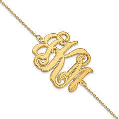 10k Yellow Gold Etched Monogram Bracelet