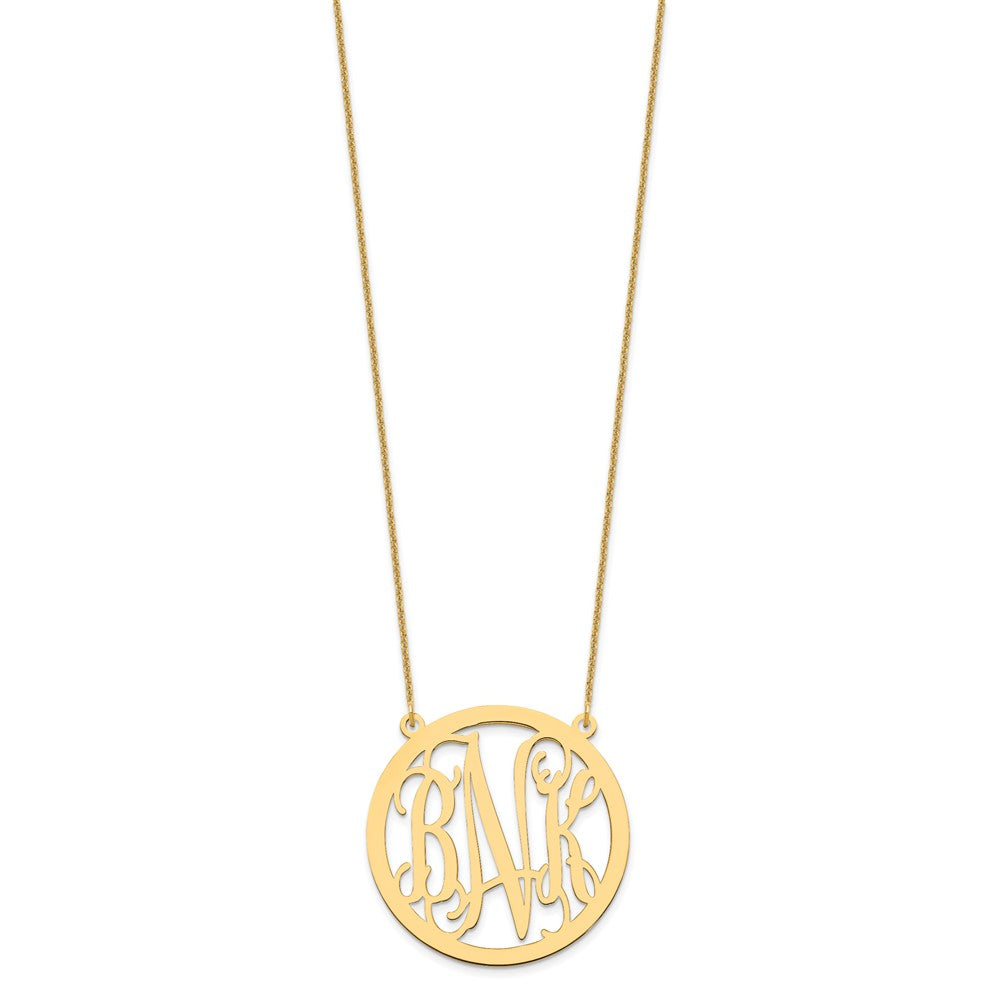 10k Yellow Gold Large Round Monogram Necklace