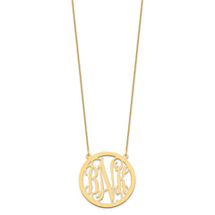 10k Yellow Gold Large Round Monogram Necklace