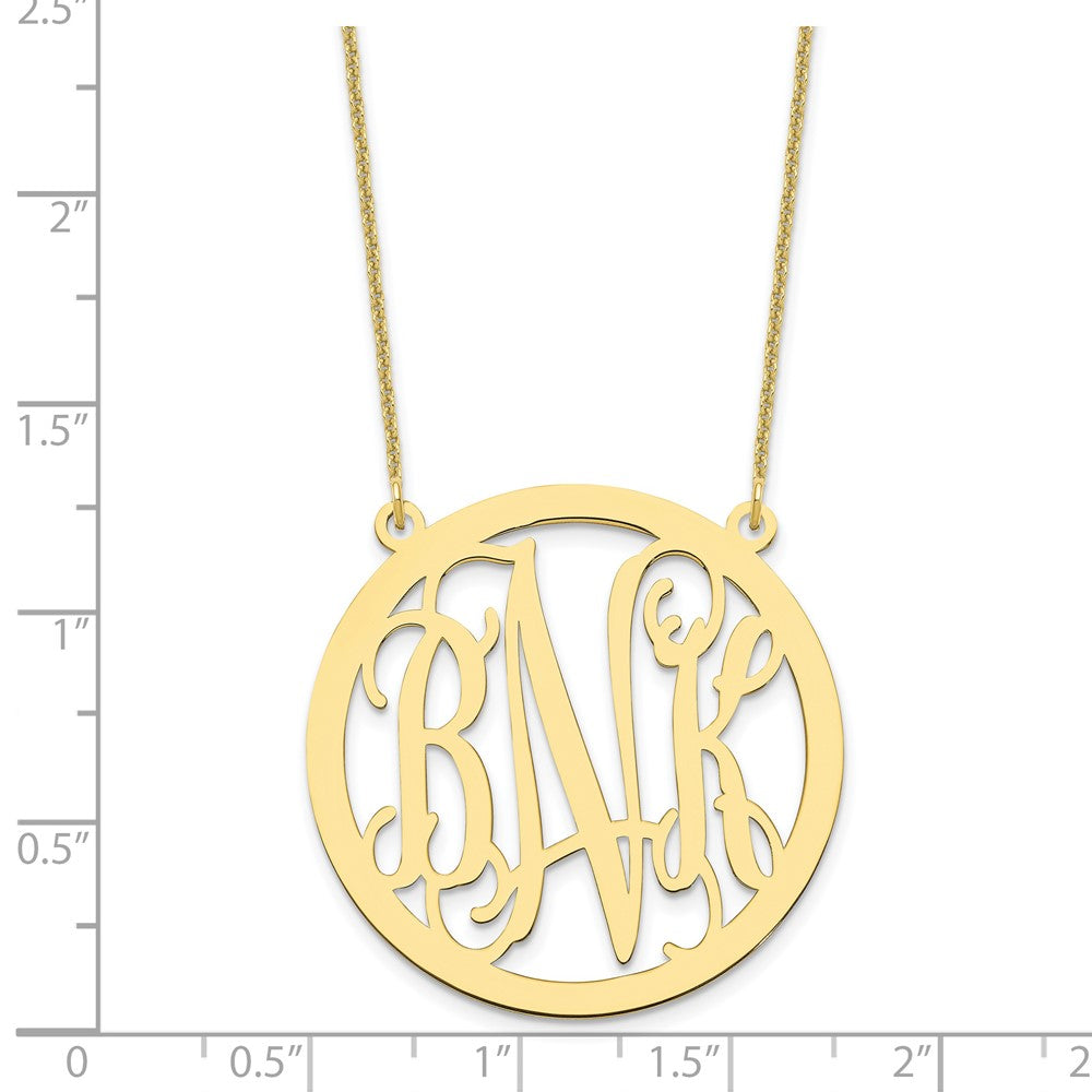 10k Yellow Gold Large Round Monogram Necklace