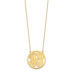 10KY Large Etched Monogram Circle Necklace