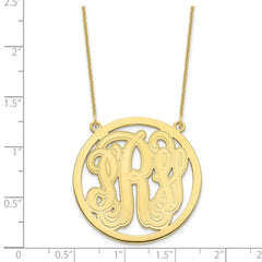 10KY Large Etched Monogram Circle Necklace