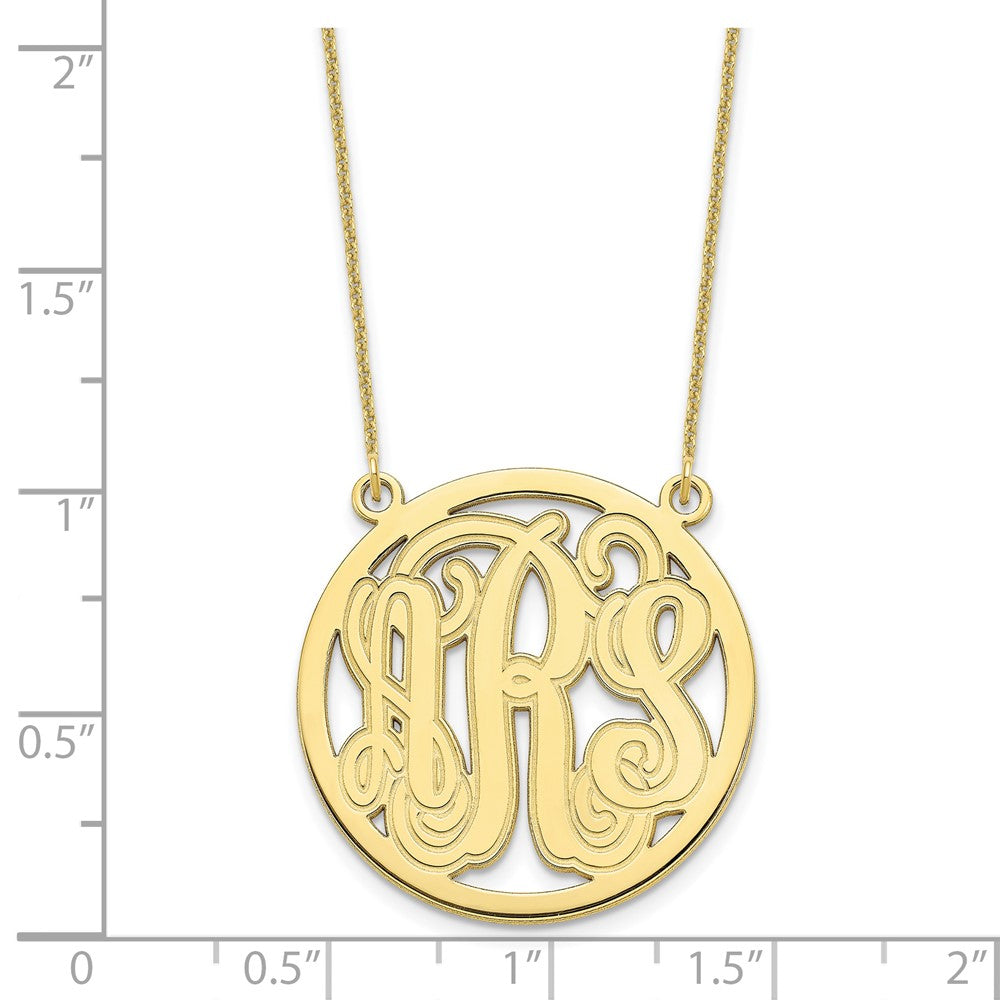 10k Yellow Gold Etched Round Monogram Necklace