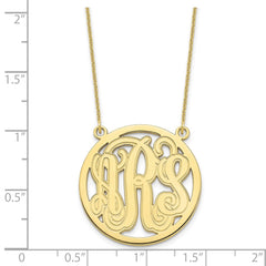 10k Yellow Gold Etched Round Monogram Necklace