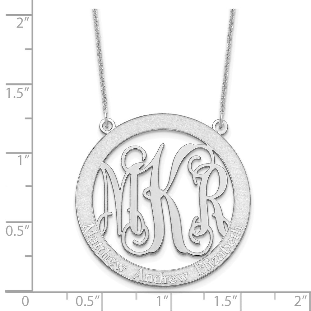 10k White Gold Large Family Monogram Necklace