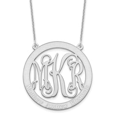 10k White Gold Large Family Monogram Necklace