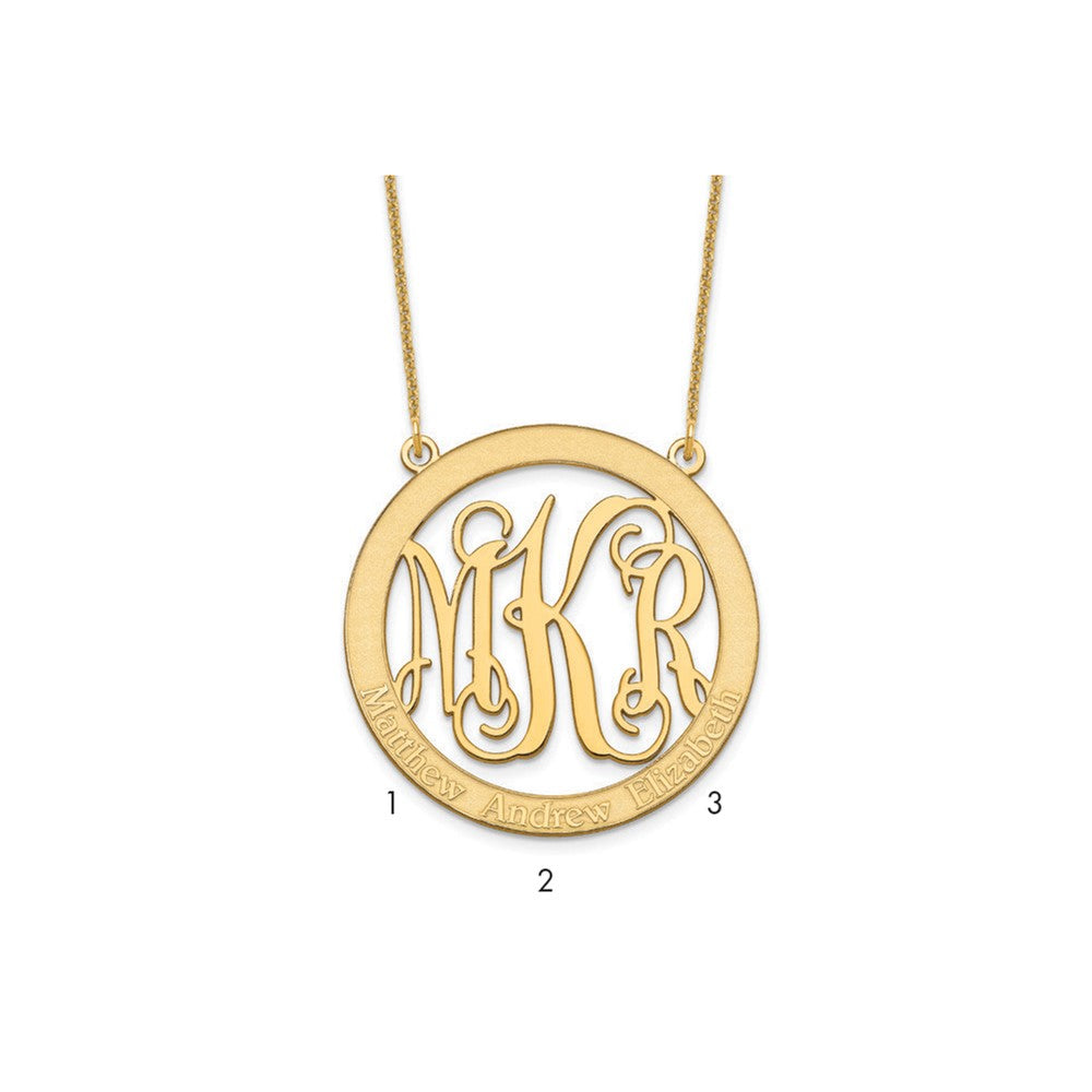 10k Yellow Gold Large Family Monogram Necklace