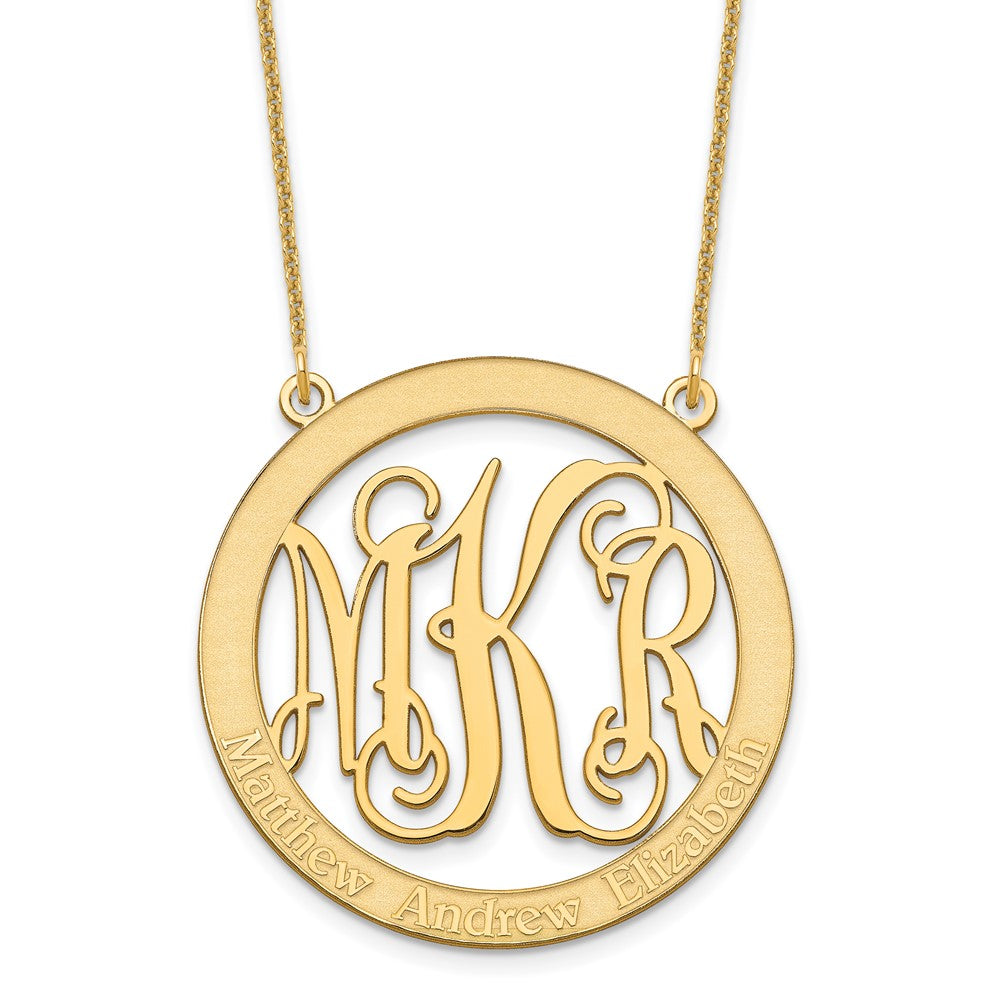 10k Yellow Gold Large Family Monogram Necklace