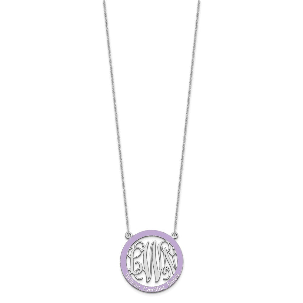 10k White Gold Small  Family Monogram w/Epoxy Necklace