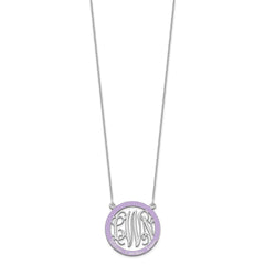 10k White Gold Small  Family Monogram w/Epoxy Necklace