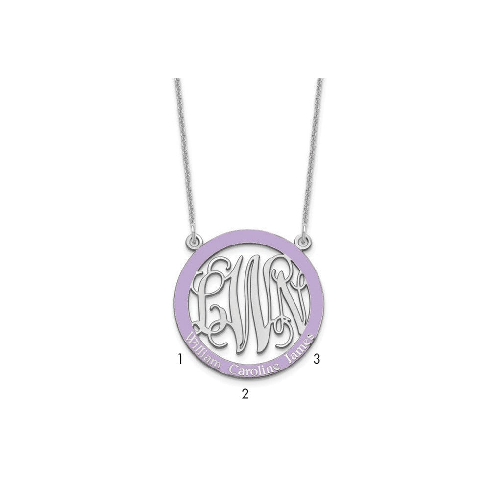 10k White Gold Small  Family Monogram w/Epoxy Necklace