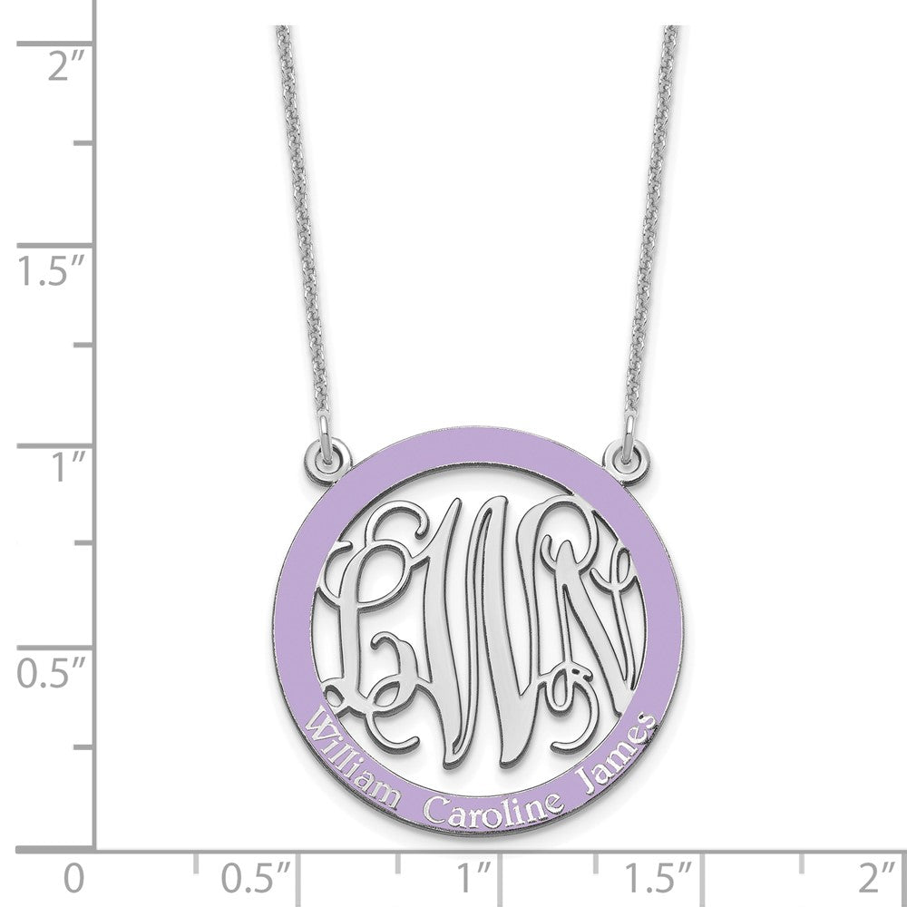 10k White Gold Small  Family Monogram w/Epoxy Necklace