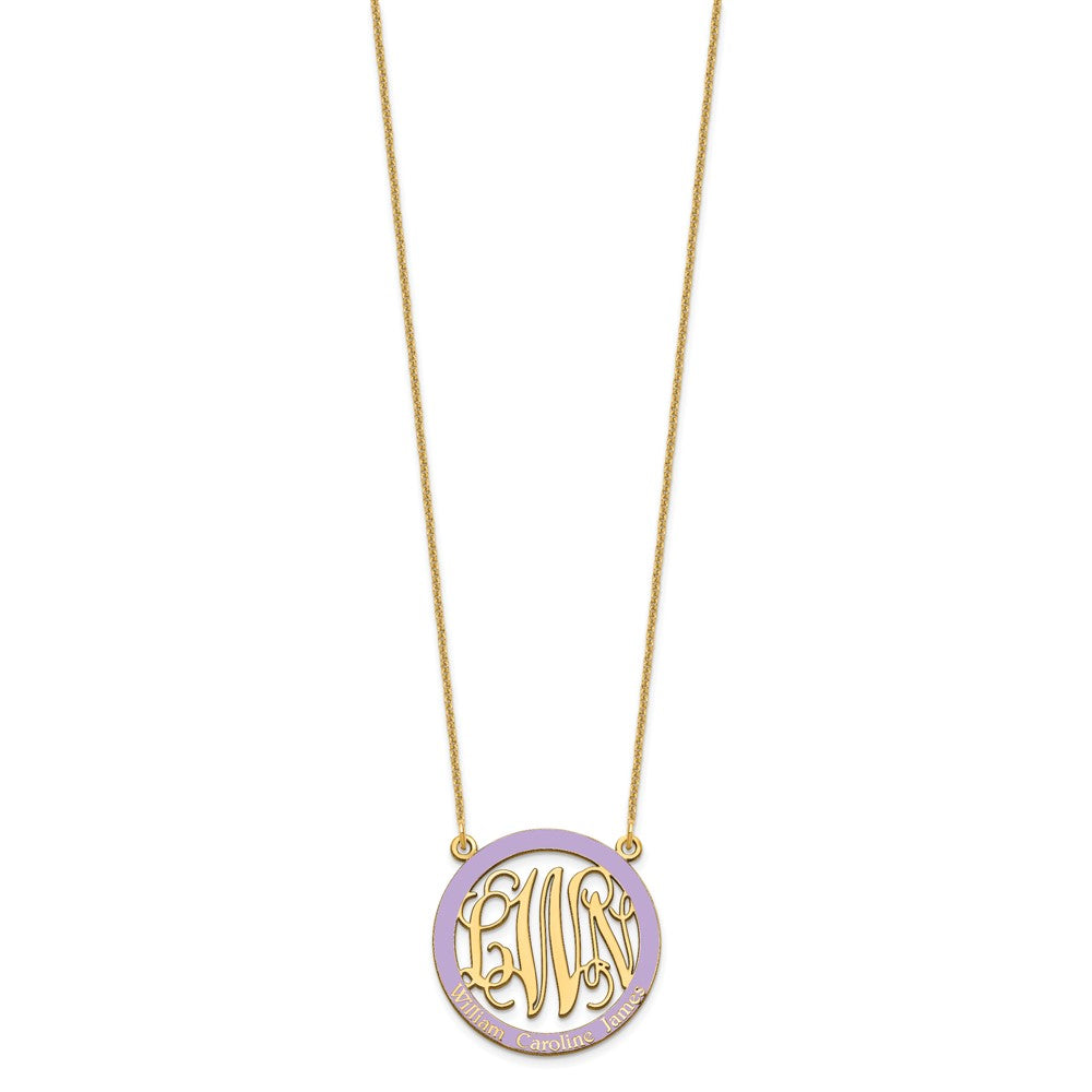 10k Yellow Gold Small  Family Monogram w/Epoxy Necklace