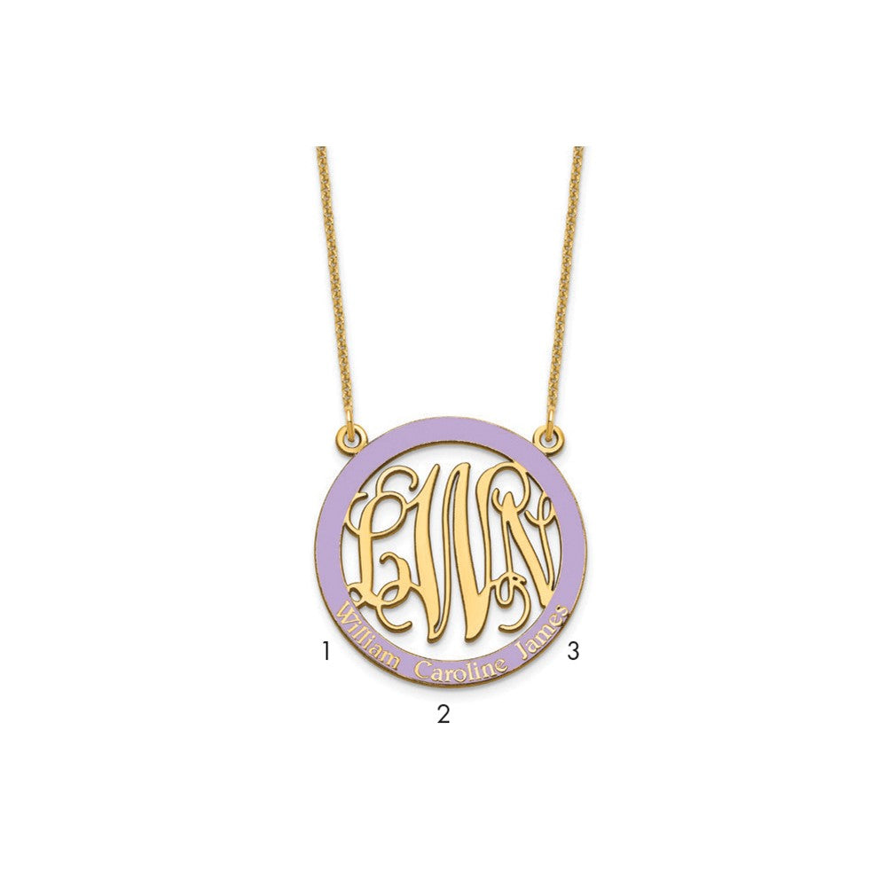 10k Yellow Gold Small  Family Monogram w/Epoxy Necklace