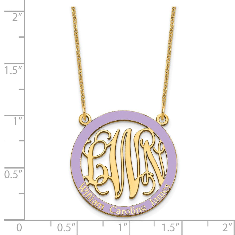 10k Yellow Gold Small  Family Monogram w/Epoxy Necklace