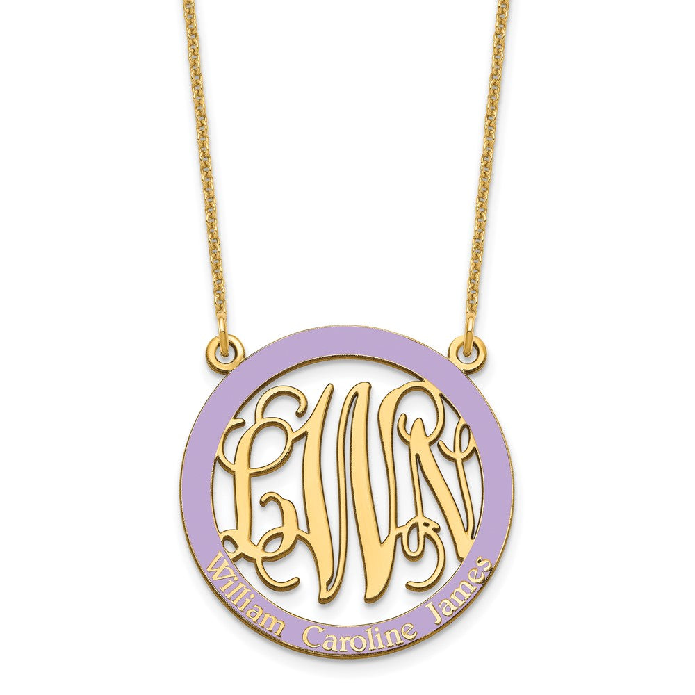 10k Yellow Gold Small  Family Monogram w/Epoxy Necklace