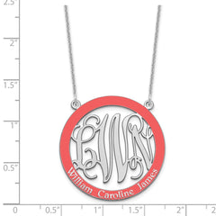 10k White Gold Large  Family Monogram w/Epoxy Necklace