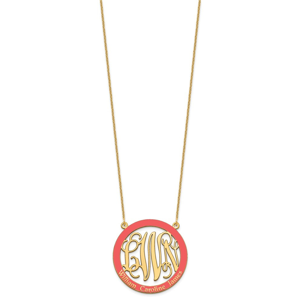 10k Yellow Gold Large  Family Monogram w/Epoxy Necklace