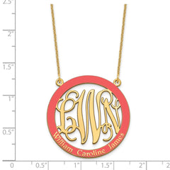 10k Yellow Gold Large  Family Monogram w/Epoxy Necklace