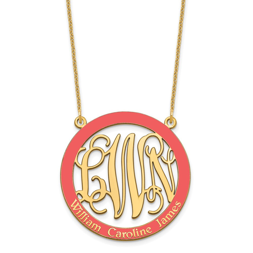 10k Yellow Gold Large  Family Monogram w/Epoxy Necklace