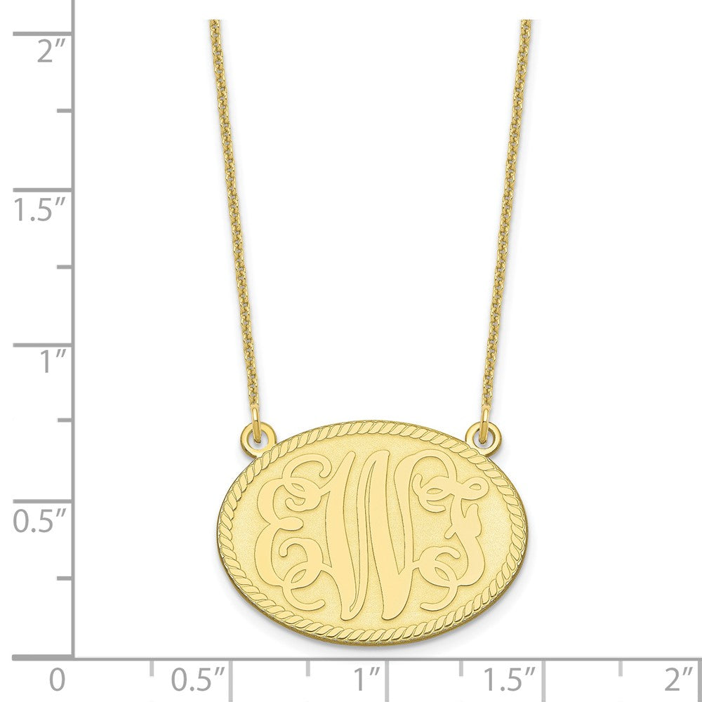 10k Yellow Gold Brushed Monogram Necklace