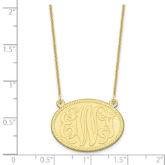 10k Yellow Gold Brushed Monogram Necklace