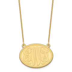 10k Yellow Gold Brushed Monogram Necklace