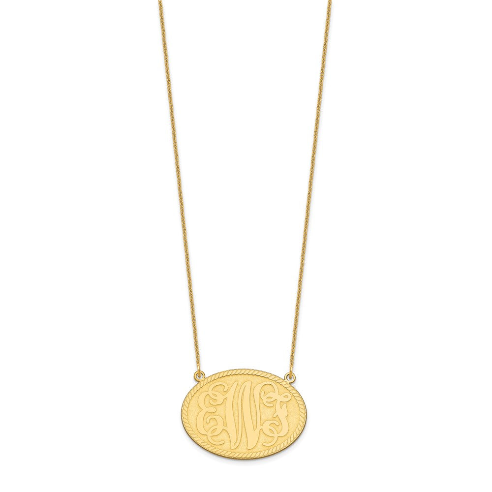 10KY Large Brushed Monogram Necklace