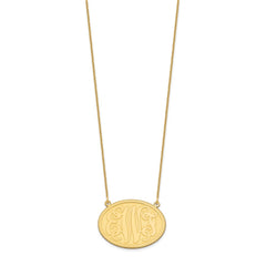 10KY Large Brushed Monogram Necklace