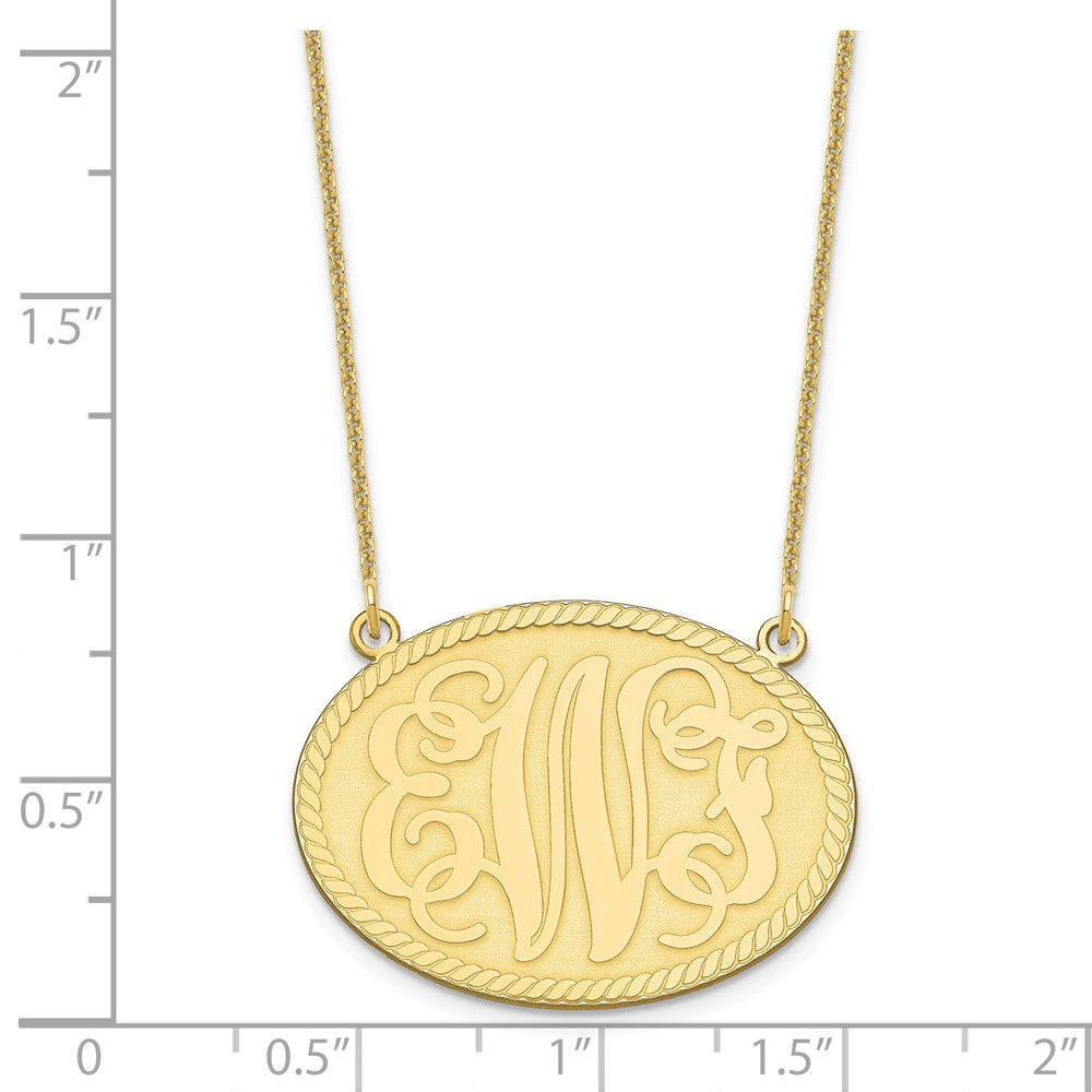 10KY Large Brushed Monogram Necklace