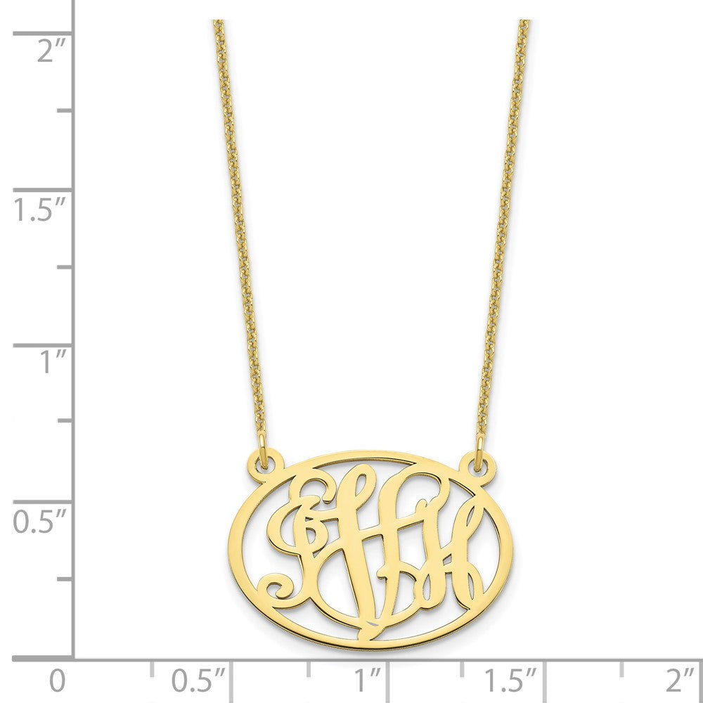 10k Yellow Gold Oval Monogram Necklace