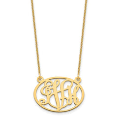 10k Yellow Gold Oval Monogram Necklace