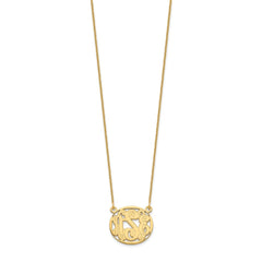 10k Yellow Gold Etched Oval Monogram Necklace