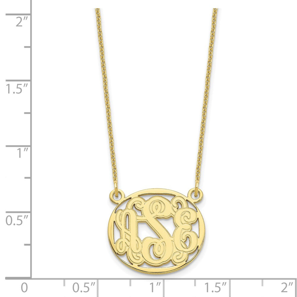 10k Yellow Gold Etched Oval Monogram Necklace