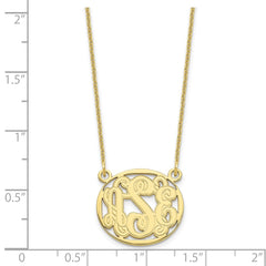 10k Yellow Gold Etched Oval Monogram Necklace