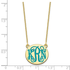 10k Yellow Gold Small Round Epoxy Monogram Necklace