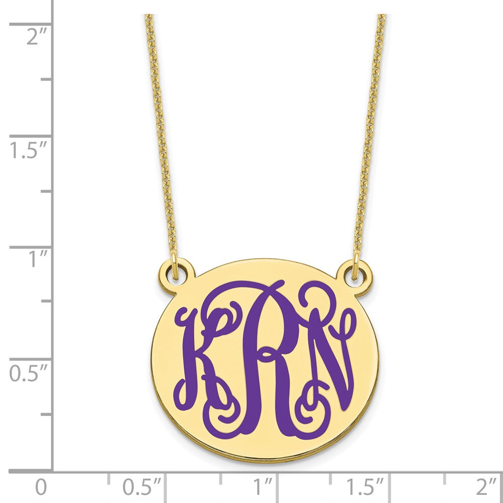 10k  Yellow Gold Medium Round Epoxy Monogram Necklace