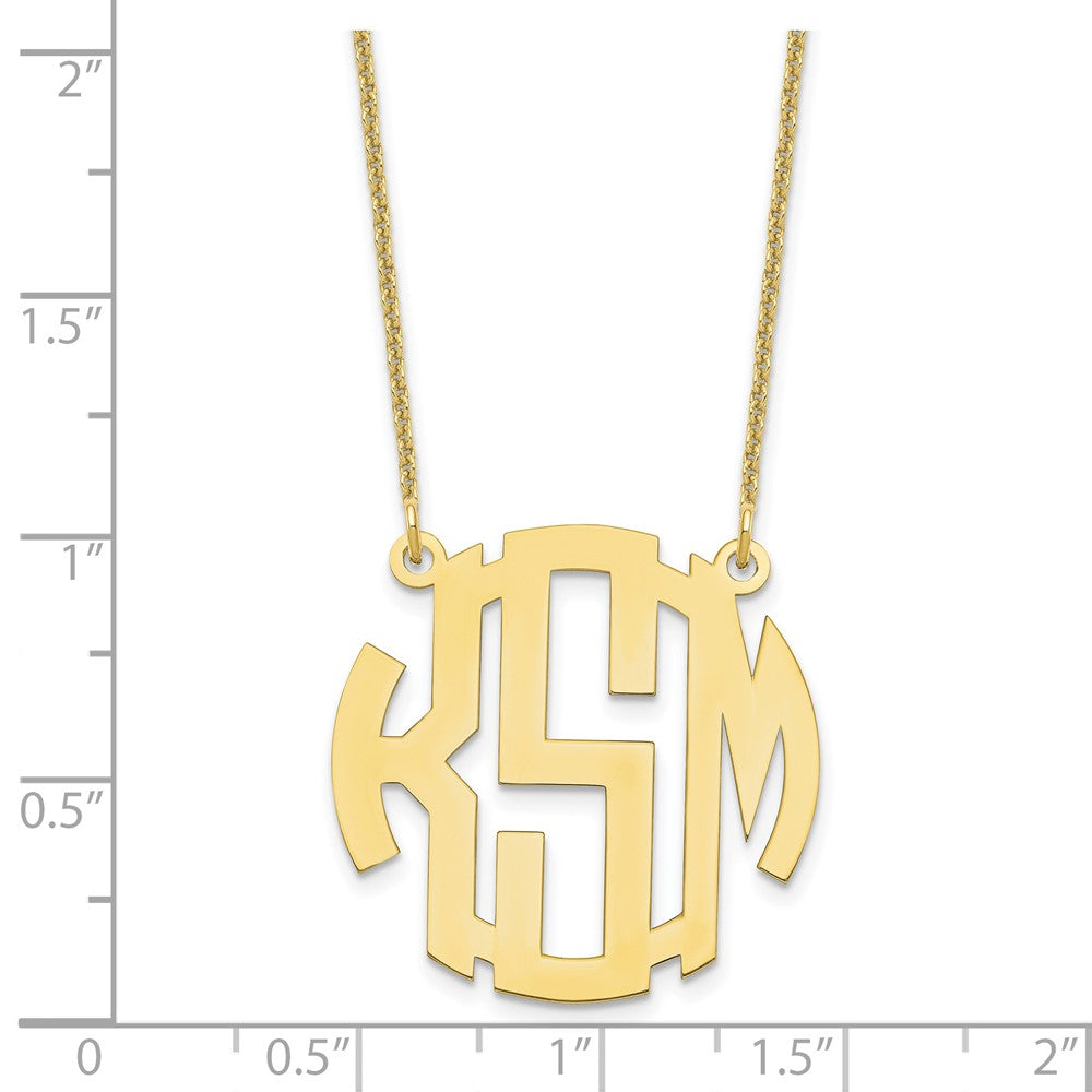 10k Yellow Gold Small Round Monogram Necklace