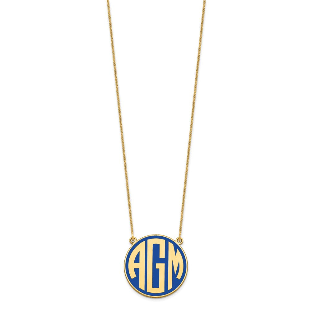 10KY Enameled Block Letter Circle Monogram Necklace